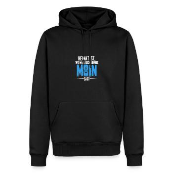 Heimat ist wo man auch Abends Moin sagt - Männer Premium Bio Hoodie - Schwarz - Vorne - Nico (187cm)