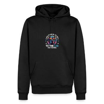 Tous les aliments doivent aller au laboratoire pour être testés - Sweat à capuche Premium bio Homme - noir - Devant - Nico (187cm)