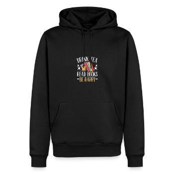 Buvez du thé Lire des livres Soyez heureux pour les amateurs de livres - Sweat à capuche Premium bio Homme - noir - Devant - Nico (187cm)