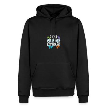 Tu me donnes des papillons Entomologie - Sweat à capuche Premium bio Homme - noir - Devant - Nico (187cm)