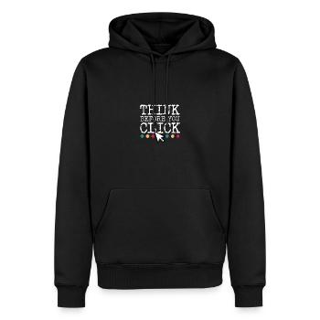 Réfléchissez avant de cliquer sur Cybersécurité - Sweat à capuche Premium bio Homme - noir - Devant - Nico (187cm)
