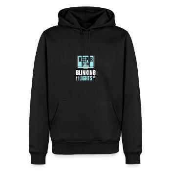 Keeper Of The Blinking Lights Netzwerk Netzwerker - Männer Premium Bio Hoodie - Schwarz - Vorne - Nico (187cm)