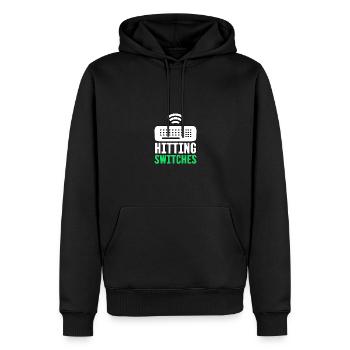Frapper des commutateurs pour le réseau de système de travail de technologie informatique - Sweat à capuche Premium bio Homme - noir - Devant - Nico (187cm)