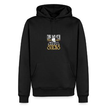 Batteur Je sais utiliser mes bâtons Schlagzeuger - Sweat à capuche Premium bio Homme - noir - Devant - Nico (187cm)