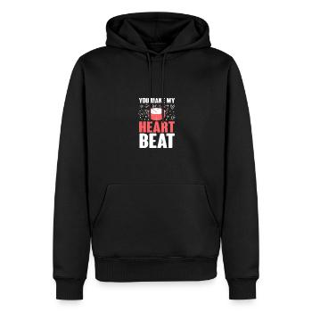 You Make My Heart Beat für Schlagzeuger Männer - Männer Premium Bio Hoodie - Schwarz - Vorne - Nico (187cm)