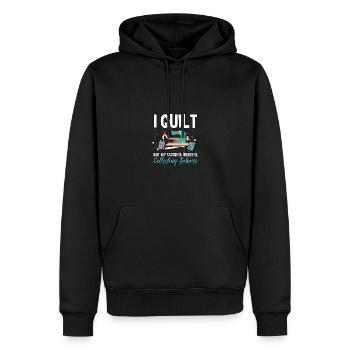 Je couette mais mon passe-temps préféré collectionner les tissus - Sweat à capuche Premium bio Homme - noir - Devant - Nico (187cm)
