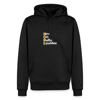 N’ont que des attentes positives Hommes Femmes - Sweat à capuche Premium bio Homme - noir - Devant - Nico (187cm)