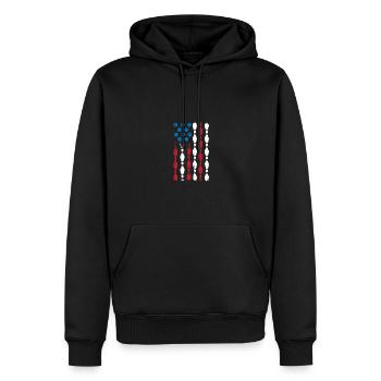 Bowling Amerikanische Flagge Bowlingsport - Männer Premium Bio Hoodie - Schwarz - Vorne - Nico (187cm)