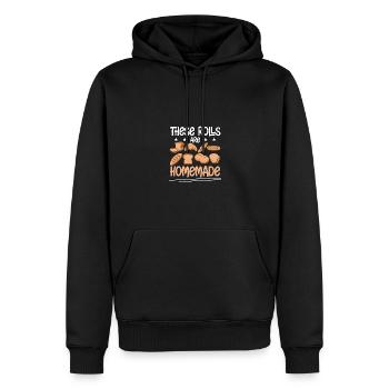 Ces petits pains sont des pâtisseries faites maison - Sweat à capuche Premium bio Homme - noir - Devant - Nico (187cm)