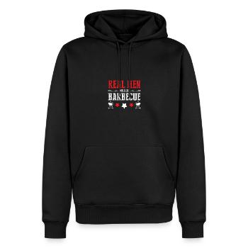 Real Men Smell Like Barbecue For Men Pitmaster - Men’s Premium Organic Hoodie - black - Front - Nico (187cm)