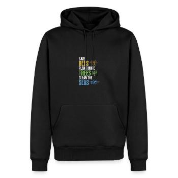 Sauver les abeilles Planter des arbres Mer propre Protection de l’environnement - Sweat à capuche Premium bio Homme - noir - Devant - Nico (187cm)