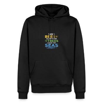 Save Bees Plant Trees Clean Seas Environmental Protection - Men’s Premium Organic Hoodie - black - Front - Nico (187cm)