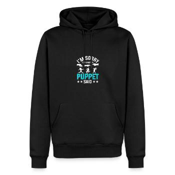 Je suis désolé pour ce que ma marionnette a dit Puppenspieler - Sweat à capuche Premium bio Homme - noir - Devant - Nico (187cm)