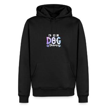 70 ans, j'ai 10 ans en années de chien pour les propriétaires de chiens - Sweat à capuche Premium bio Homme - noir - Devant - Nico (187cm)