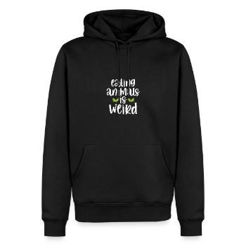 Manger des animaux est bizarre pour les végétariens Végétaliens - Sweat à capuche Premium bio Homme - noir - Devant - Nico (187cm)