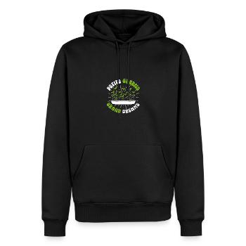 Petite Greens Grand Dreams Gärtnern Microgreen - Männer Premium Bio Hoodie - Schwarz - Vorne - Nico (187cm)