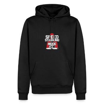Mode d’empilage rapide sur l’empileur de gobelets - Sweat à capuche Premium bio Homme - noir - Devant - Nico (187cm)