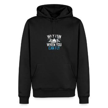 Pourquoi courir quand on peut voler nager papillon - Sweat à capuche Premium bio Homme - noir - Devant - Nico (187cm)