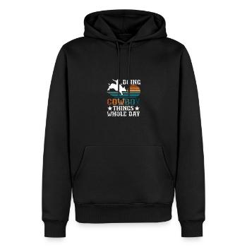 Doing Cowboy Things Whole Day Westernreiten - Männer Premium Bio Hoodie - Schwarz - Vorne - Nico (187cm)