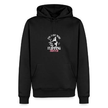 Je suis juste là pour ma sœur flipping Gymnastics - Sweat à capuche Premium bio Homme - noir - Devant - Nico (187cm)