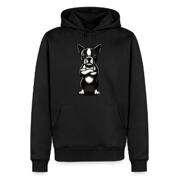 Boston Terrier Boston terrier besitzer Bosti - Männer Premium Bio Hoodie - Schwarz - Vorne - Nico (187cm)