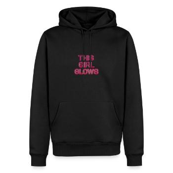 80's This Girl Glows Retro Neon Party - Männer Premium Bio Hoodie - Schwarz - Vorne - Nico (187cm)
