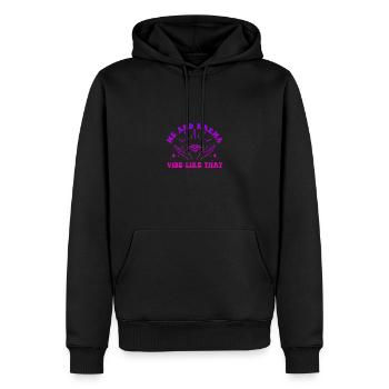 Moi et Karma Vibe Comme ça Le karma est un chat - Sweat à capuche Premium bio Homme - noir - Devant - Nico (187cm)