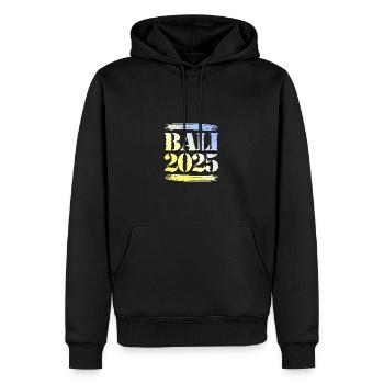 Bali 2025 - Männer Premium Bio Hoodie - Schwarz - Vorne - Nico (187cm)