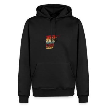 Retro Beaver Graphic, Beaver Hunter - Männer Premium Bio Hoodie - Schwarz - Vorne - Nico (187cm)