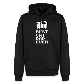 Meilleur chat Papa Chat Pet PixelArt Pixel gaming - Sweat à capuche Premium bio Homme - noir - Devant - Nico (187cm)