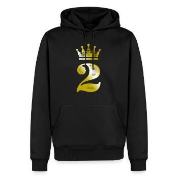 2 Chiffre Couronne Or - Sweat à capuche Premium bio Homme - noir - Devant - Nico (187cm)
