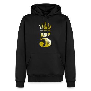 5 Chiffre Couronne Or - Sweat à capuche Premium bio Homme - noir - Devant - Nico (187cm)
