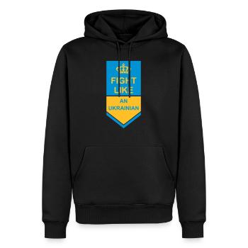 fight like ukrainians Zitat - Männer Premium Bio Hoodie - Schwarz - Vorne - Nico (187cm)