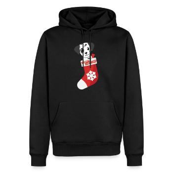 Pfotschafter X-Mas - Dalmatian in Santa Claus boot - Men’s Premium Organic Hoodie - black - Front - Nico (187cm)