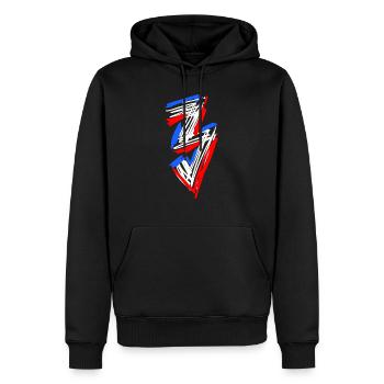 3 / Drei RETRO - Männer Premium Bio Hoodie - Schwarz - Vorne - Nico (187cm)