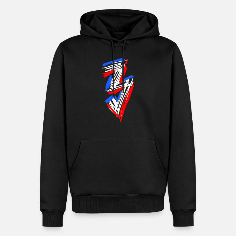 3 / Drei RETRO - Männer Premium Bio Hoodie - Schwarz