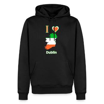 Irelandkarte Flagge mit der Stadt Dublin - Männer Premium Bio Hoodie - Schwarz - Vorne - Nico (187cm)