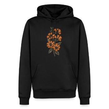 Retro Surf Sixties Orange Flowers - Men’s Premium Organic Hoodie - black - Front - Nico (187cm)