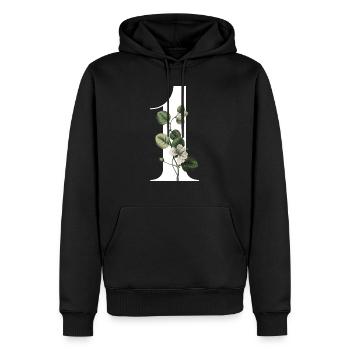 Nummer 1 Blumengrün -1. Blumengeburtstag - Männer Premium Bio Hoodie - Schwarz - Vorne - Nico (187cm)