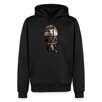 Herisson motard - Sweat à capuche Premium bio Homme - noir - Devant - Nico (187cm)