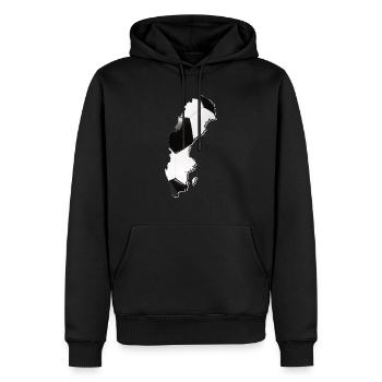 Carte de la Suède encadrée vrai football - Sweat à capuche Premium bio Homme - noir - Devant - Nico (187cm)
