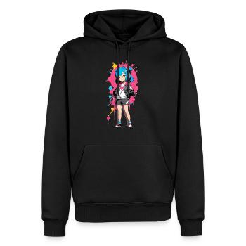 Street Art Fille 23239 - Sweat à capuche Premium bio Homme - noir - Devant - Nico (187cm)