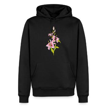 Lys - Sweat à capuche Premium bio Homme - noir - Devant - Nico (187cm)