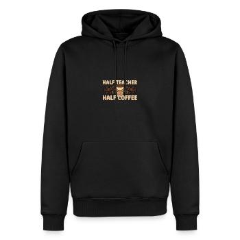 Journée des enseignants Moitié enseignant Moitié Café - Sweat à capuche Premium bio Homme - noir - Devant - Nico (187cm)