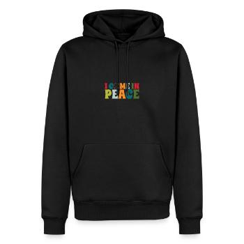 I come in peace funny matching couples - Männer Premium Bio Hoodie - Schwarz - Vorne - Nico (187cm)