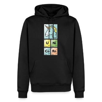 unicorn periodic table - Men’s Premium Organic Hoodie - black - Front - Nico (187cm)