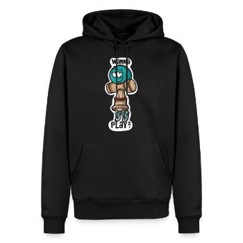 Möchtest du Spielen? - Männer Premium Bio Hoodie - Schwarz - Vorne - Nico (187cm)