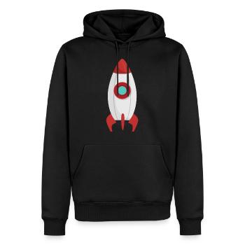 Vaisseau spatial | Illustration | Couleur | idée cadeau - Sweat à capuche Premium bio Homme - noir - Devant - Nico (187cm)