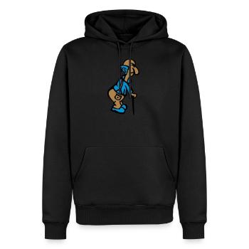 alter herr humorstock 1 4 - Männer Premium Bio Hoodie - Schwarz - Vorne - Nico (187cm)