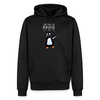 I Just Really Like Penguins Ok? - Dabbing Penguin - Sweat à capuche Premium bio Homme - noir - Devant - Nico (187cm)